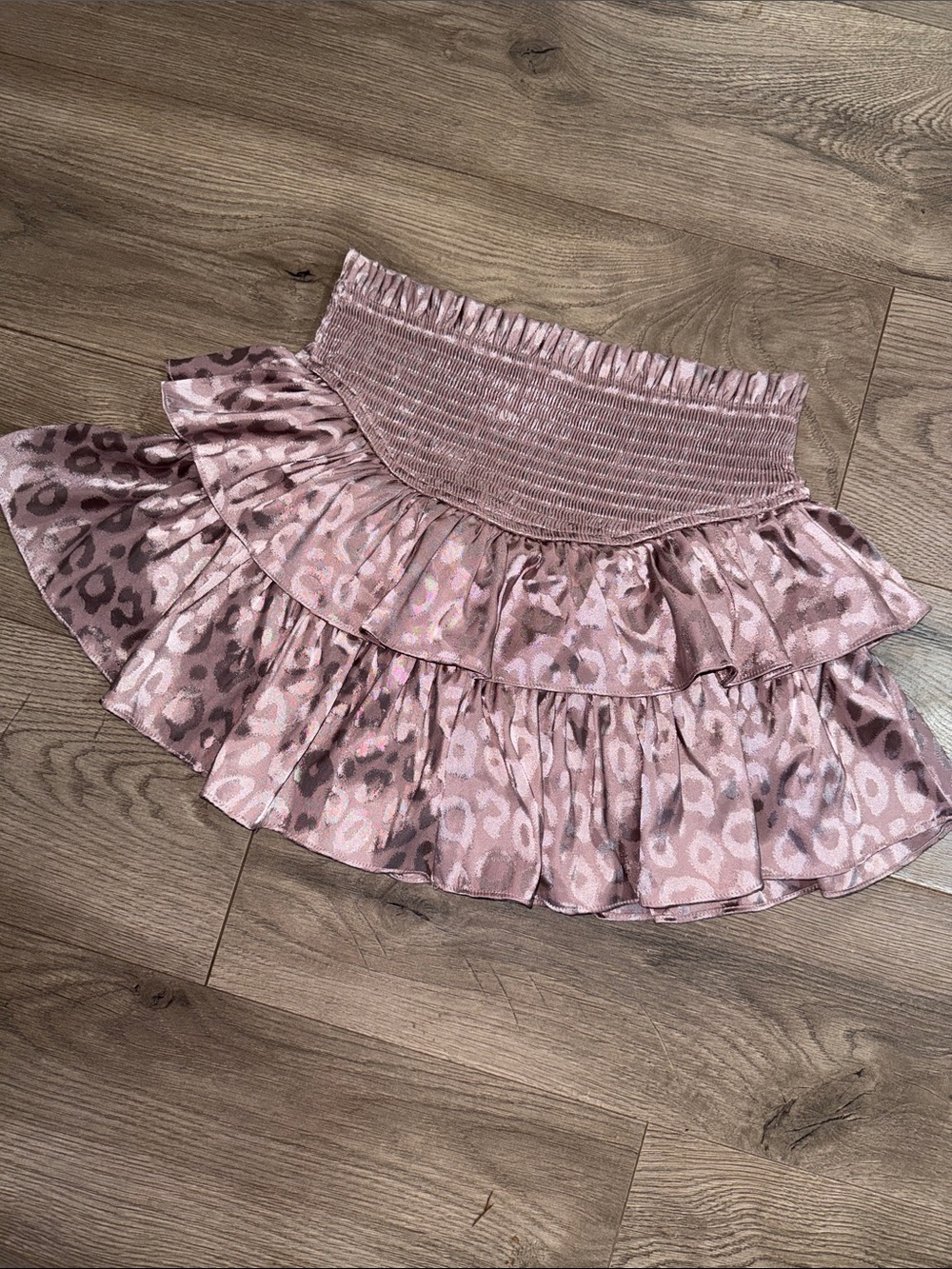 Pink Leopard Ruffle Tiered Skirt
